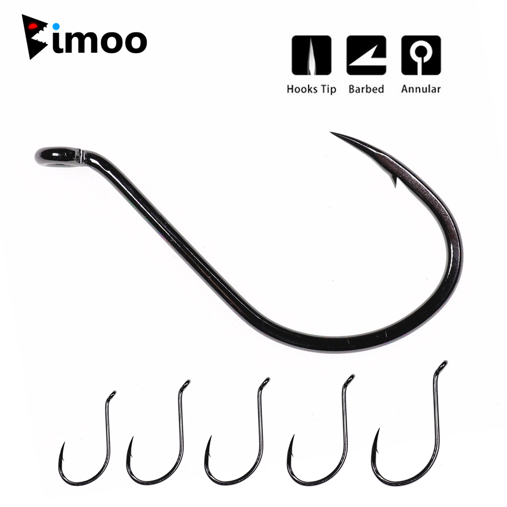 Fishing Hook Barbless - Bimoo 20 Stück versetzter Oktopus-Schnabelhaken, Kohlenstoffstahl,