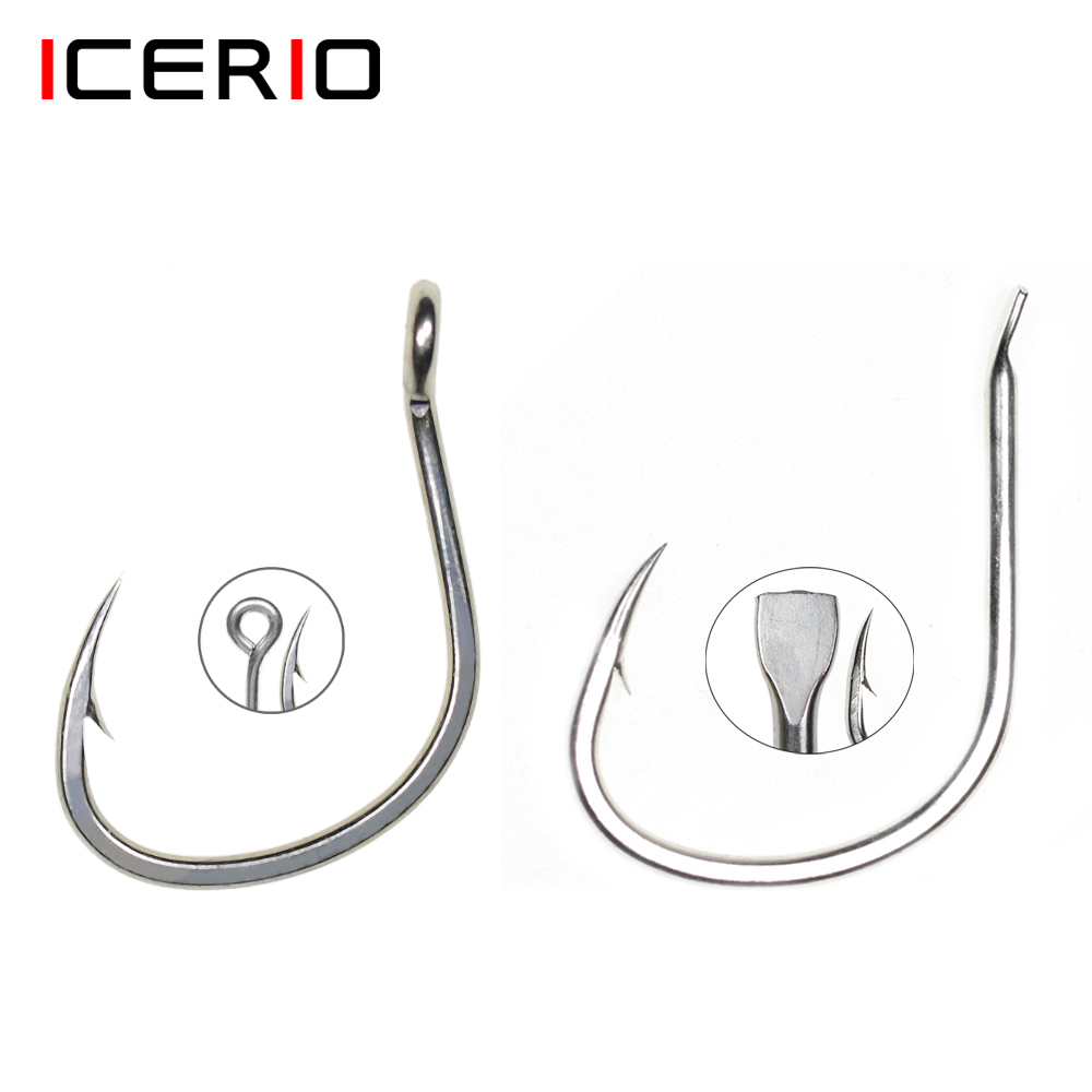 Fishing Hook Barbless - ICERIO 10 Stück matt beschichtete, korrosionsbeständige