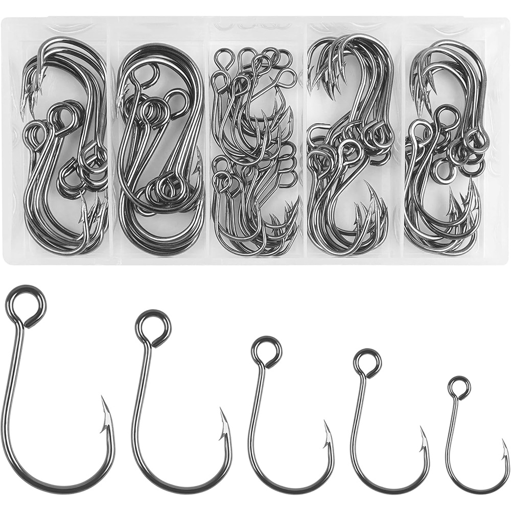 Fishing Hook Assortment - 70 Stück Angel-Inline-Einzelhaken, einzelne Ersatzhaken für
